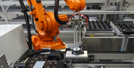 Assembly line for electronics Robotic assembly line for electronics